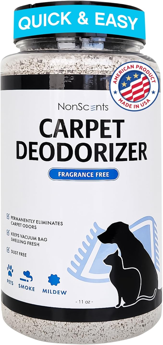NonScents Carpet & Rug Odor Eliminator - Safe & Fragrance-Free Pet Carpet Deodorizer - Cat and Dog Smell Neutralizer - Removes Pet Urine Odors - Fresh Scent Powder in Pet Areas at Home