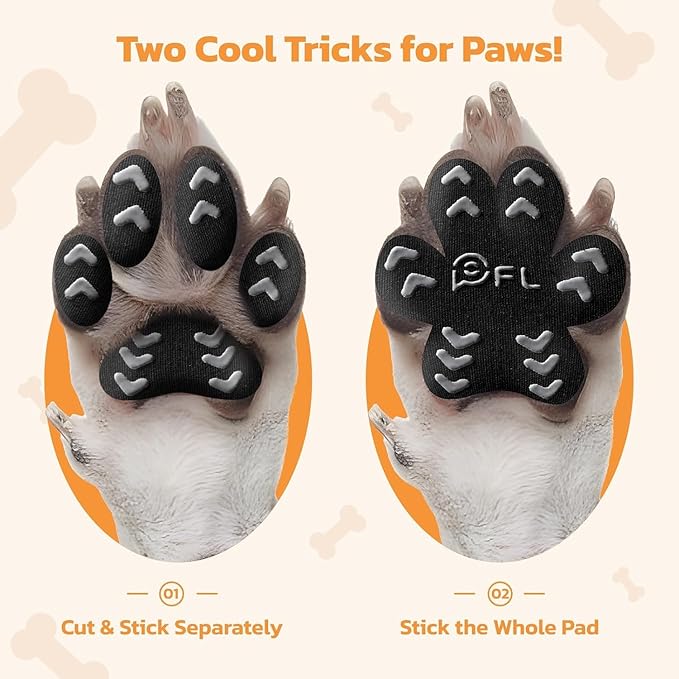 Anti Slip Dog Paw Protector Pads for Senior Dogs, Paw Pads for Dogs Traction, Disposable Self Adhesive Paw Grips for Old Dog on Slippery Hardwood Floor, Black 12 Sets (48pcs) XXXL(80+lbs)