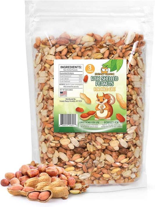 Premium Quality Raw Out of Shell Peanuts - 3 Pound - Shelled Peanuts for Birds – Wildlife Quality - Food for Squirrels, Deer, Birds, and Other Wildlife Animals – Grown in The USA
