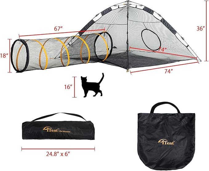 Cat Tent for Indoor and Outdoor Cat Enclosures(Outdoor, Tunnel, and Playhouse) Kitty Playpen X-Large Portable Kitten Tunnel Play Tents for Cats Rabbits and Small Animals