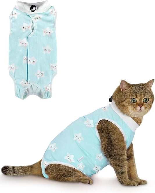 ANWA Cat Recovery Suit - Breathable Cat Onesie for Cats After Surgery Female, Kitten Surgery Recovery Suit Female Abdominal Wounds