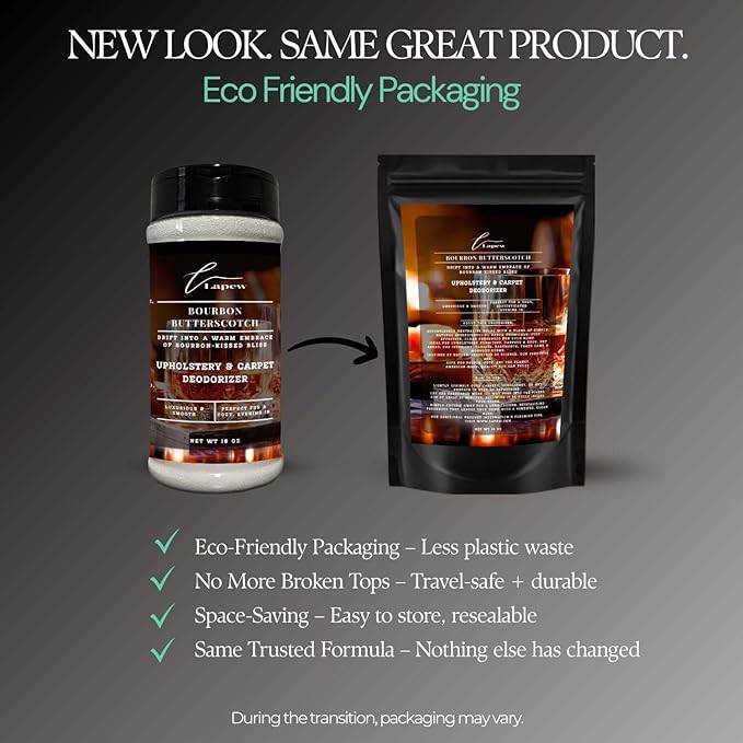 Bourbon & Butterscotch Carpet Freshener Powder 16 oz | Powerful Odor Eliminator for Home | Upholstery Deodorizer | Carpet Deodorizer | Pet Urine | Cat Litter Box