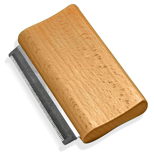 Jocomb Wooden Deshedding Brush for Dogs, Cats & Horses - Gentle Grooming Tool for Thick, Short & Wiry Coats - Dematting Pet Brush for Shedding Control & Comfort