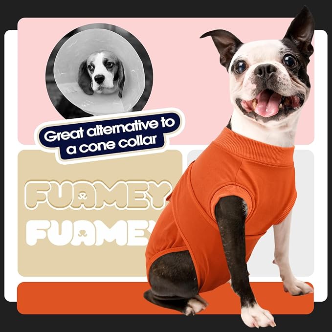FUAMEY Dog Recovery Suit Male,Dogs Surgery Neuter Suits Puppy Spay Shirts for Female Protect Dog's Skin Anti Licking Abdominal Wounds Doggie Onesie Pet Bodysuit Alternative to Cone Orange L