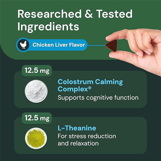 VetriScience Veterinary Strength Calm & Confident Chews - Stress Supplement for Cats - Supports Brain Function for Cats - with L-Theanine, Thiamine & More - 45 Count