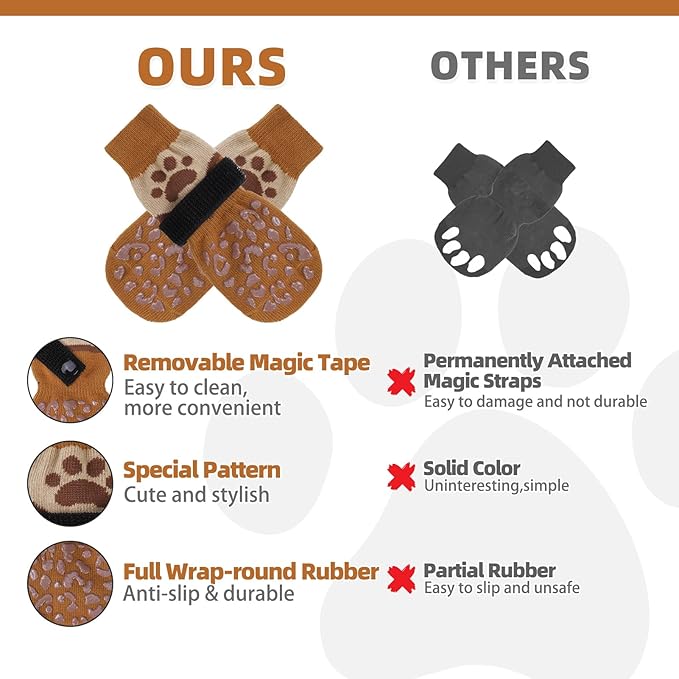 KOOLTAIL Dog Socks for Hot/Cold Pavement to Prevent Licking Paws Scratching,Anti Slip Pet Boots&Paw Protector for Hardwood Floors,Traction Control Grip Booties for Small Medium Large Senior Dogs XL