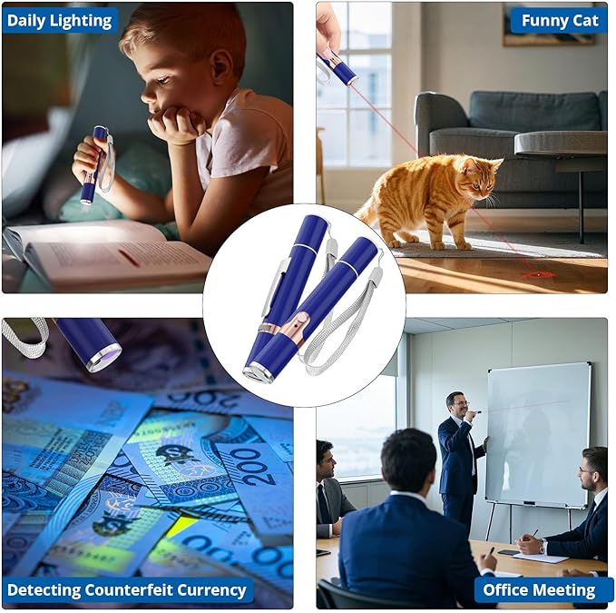 TBTeek Cat Toys for Indoor Cats, 2 Pieces, Rechargeable, 7 Adjustable Patterns, Interactive Kitten Pet Dog Red Dot Chase Light Toy for Cats Fun Playing Exercise（Blue）