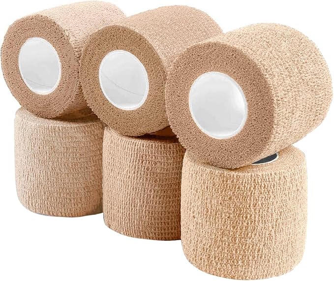 WePet Pet Wrap, Self-Adhesive, Only Sticks to Itself, Non-Woven Tape for Dog Legs, Paws, Wounds, First Aid Cohesive Gauze for Horse, Cat, Bird, Animal, 6 Rolls, 2 Inch, Solid Color