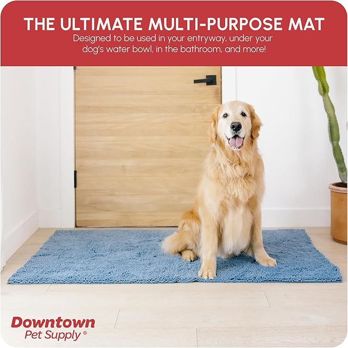My Doggy Place Microfiber Dog Mat for Muddy Paws, 60" x 36" Faded Denim - Non-Slip, Absorbent and Quick-Drying Dog Paw Cleaning Mat, Washer and Dryer Safe - X-Large/Runner