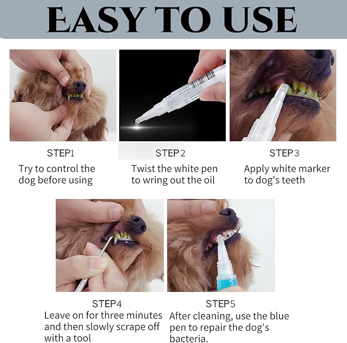 Pet Teeth Cleaning Pen, Pet Teeth Repairing Kit, Cat/Dog Teeth Brightening Pen for Cat/Dog Dental Care Fresh Breath