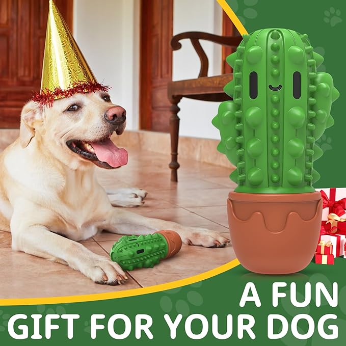 Dog Chew Toys Toothbrush Stick Teeth Cleaning Brush Dental for Medium Large Dog, Puppy Christmas,Easter Birthday Gifts,Outdoor Dog Squeaky Toys for Aggressive Chewers Tough Toys Interactive