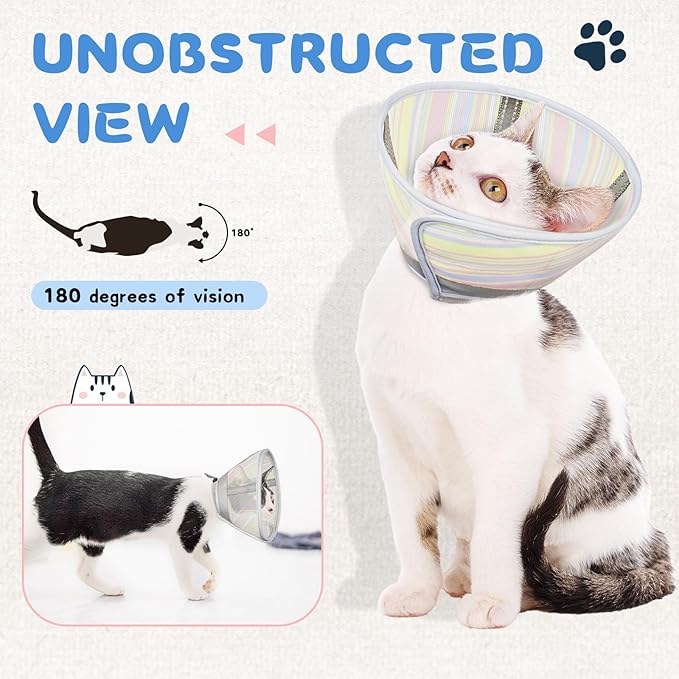 Supet Soft Air Mesh Cat Recovery Cone Alternative for Small Kittens, Lightweight Anti Scratch Head Cone