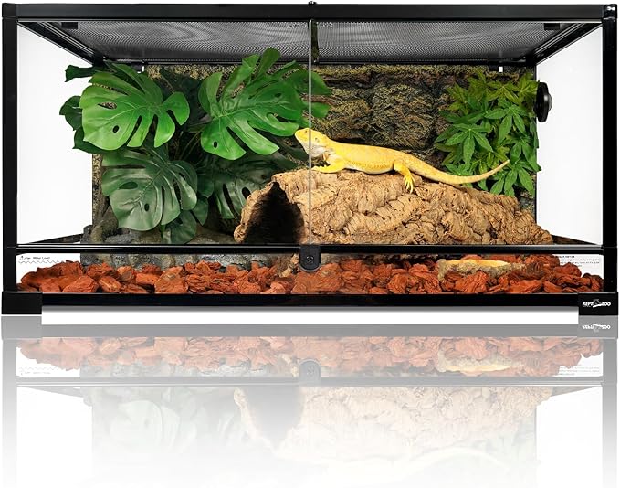 REPTI ZOO 36" x 24" x 18" Glass Reptile Terrarium, Front Opening Reptile Habit Tank with Double Hing Doors, Knock-Down Terrarium with Top Screen Ventilation 68 Gallon