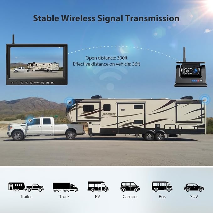 2 Magnetic Solar Wireless Backup Camera HD 1080P 9" DVR Monitor, Solar Rechargeable RV Backup Cameras Wireless System for Hitching Gooseneck Horse Trailer Fifth Wheels RVs Trucks BL902