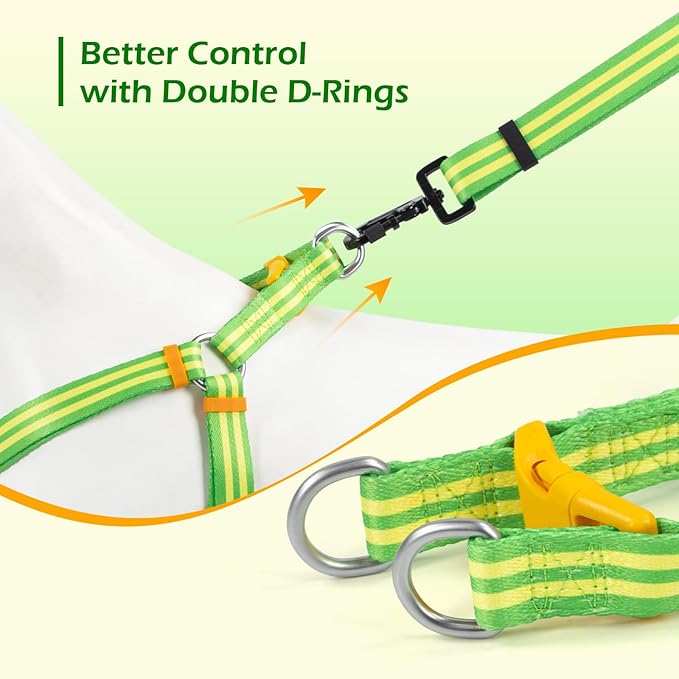Stripe Step in Dog Harness for Small Dogs, Freedom Nylon Dog Halter Vests, Lightweight and Escape Proof Puppy Harness, Quick Fits for Small Medium and Large Dogs, Green S