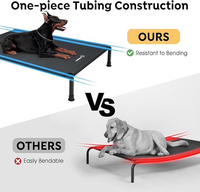 Veehoo Heavy Duty Elevated Dog Bed - Raised Dog Cot with Breathable Teslin Mesh, Non-Slip Silicon Feet, Cooling, Ideal for Indoor/Outdoor Use, 41" x 27", Black, CWC2432