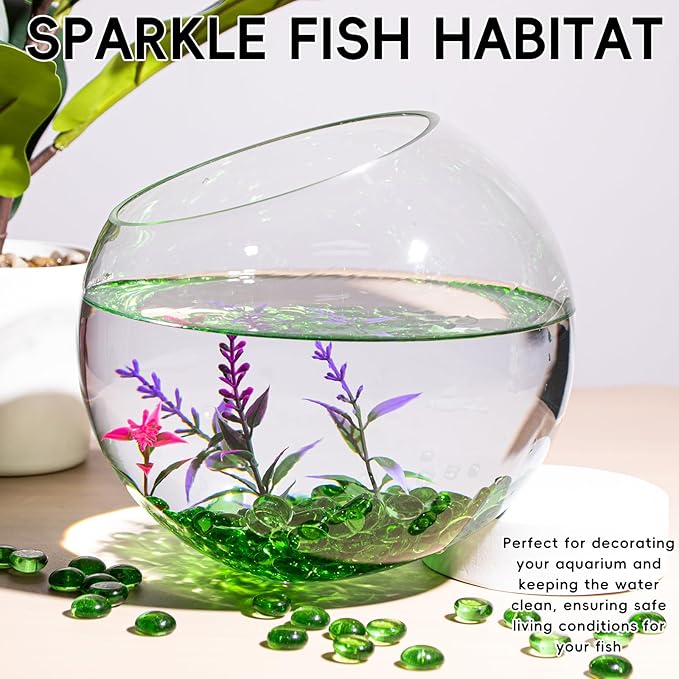 1 LB Green Glass Marbles, Mini Flat Glass Beads~150 PCS for Vase Fillers, Floral Bottom Mancala Gems Pebbles Fish Tank Rocks for Table Aquarium,Home Decor Art Craft Supplies(0.5"~0.7")