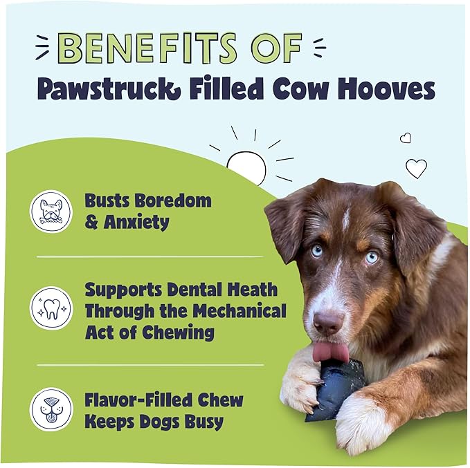 Pawstruck Peanut Butter Filled Cow Hooves for Dogs – Made in USA, Long-Lasting Dental Treats and Chews – Beef Hoof – 5 Count – Packaging May Vary