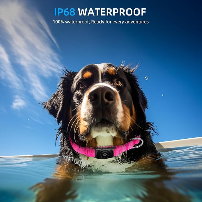 Upgraded AirTag Dog Collar, IP68 Waterproof Air Tag Dog Collar Holder, Reflective, Ultra-Durable, Comfortable Padded, Heavy Duty Dog Collars for Small Medium Large Dogs (XL (15.6"-22"), Hotpink)