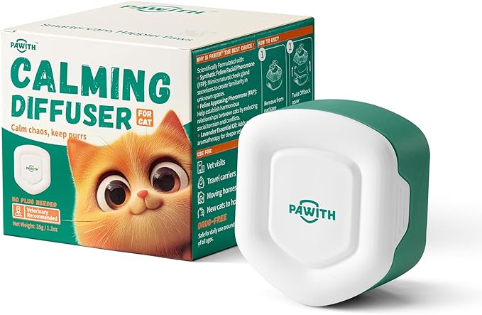 Cat Calming Diffuser for Travel – Pheromone Diffuser for Cats & Kittens to Reduce Anxiety and Stress-Related Behaviors, No Electricity Needed, Long-Lasting Enhanced Calming Aid (1 Pack)