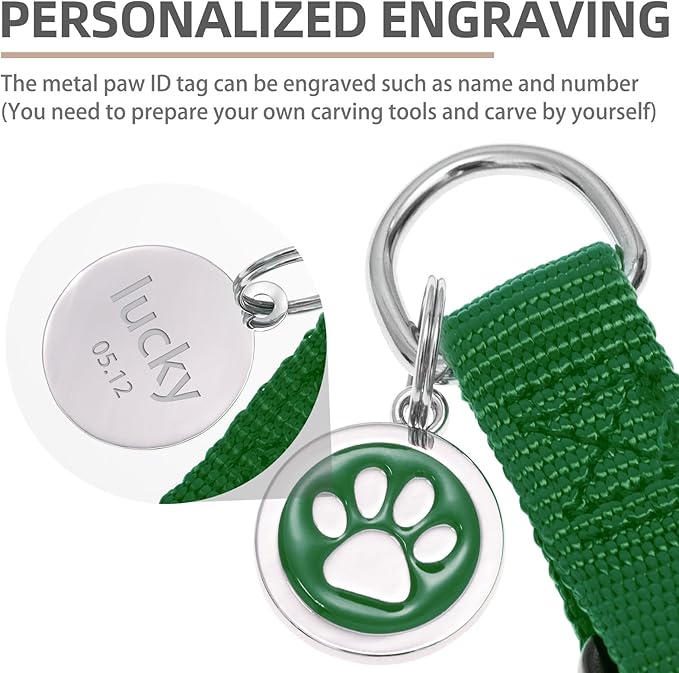 PUPTECK No Pull Dog Harness Soft Adjustable Basic Nylon Step in Puppy Vest Outdoor Walking with ID Tag, Blackish Green, XS