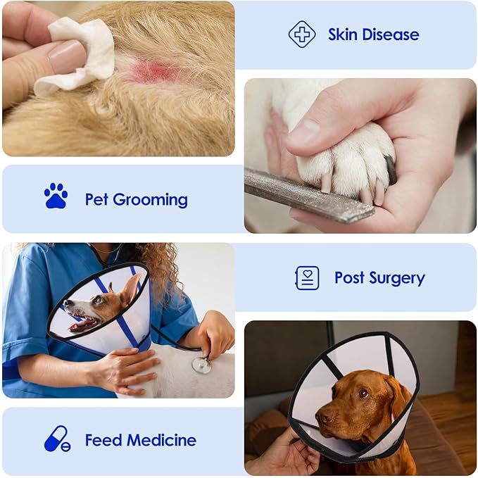 KOESON Dog Cone, Soft Cones for Small Dogs to Stop Licking, Adjustable Doggie Recovery Collar, Lightweight Comfy Dog Cone Collar After Surgery for Wound Healing,Spay, Neuter, Black S