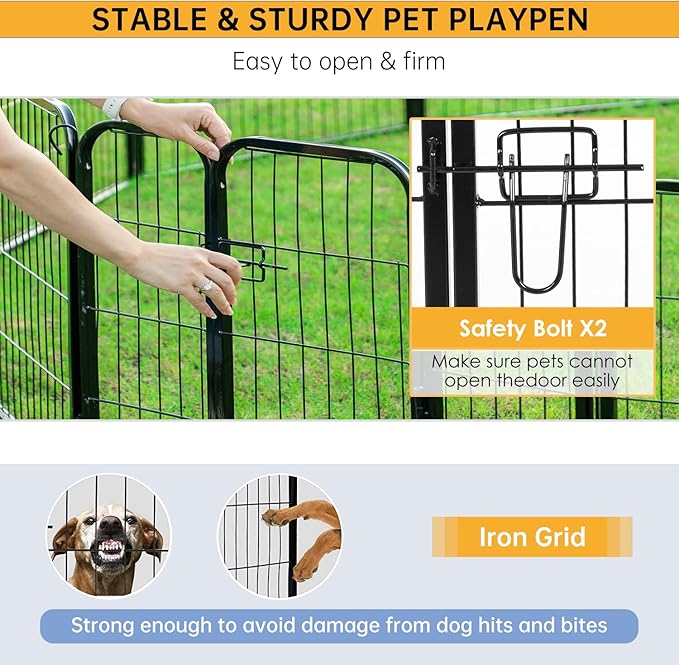 BestPet Dog Playpen Indoor 24 inch 32 Panels Metal Dog Pen Pet Dog Fence Outdoor Exercise Pen with Doors,Pet Puppy Playpen for RV Camping Yard, Black