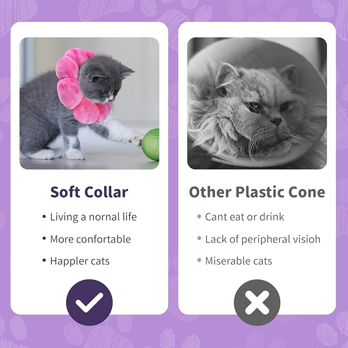 Dog Cat Surgical Recovery Cone, Pet Protective Collar, Soft Neck Cone to Stop Licking Wound for Cats & Kittens, Small Dogs After Surgery