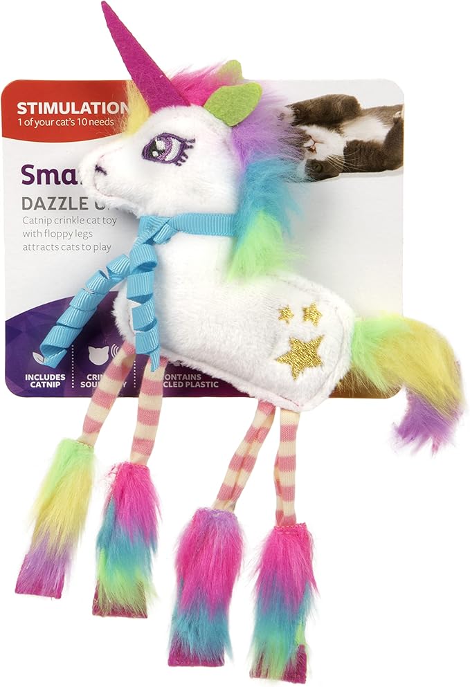 SmartyKat Dazzle Unicorn Crinkle Plush Catnip Cat Toy