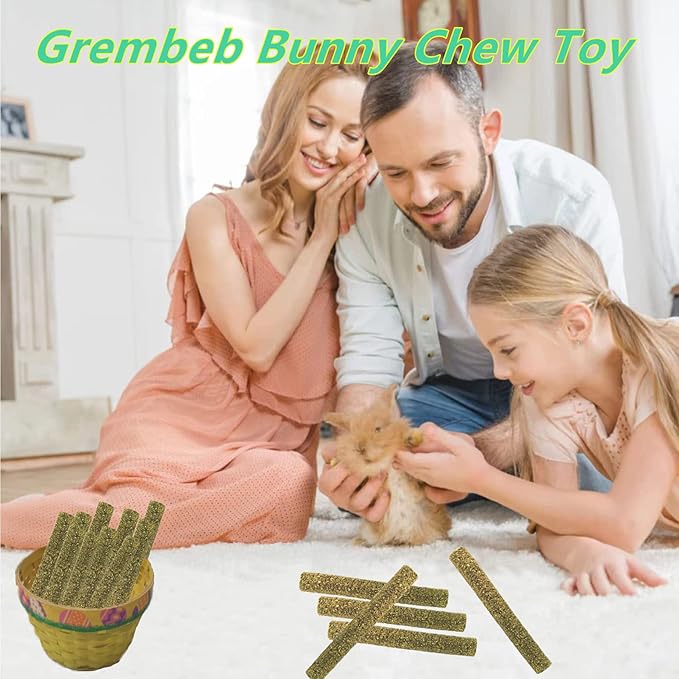 Rabbit Toys,Timothy Hay Stick for Guinea Pig Toy Bunny Chew Toys for Teeth Grinding Hamster Alfalfa Bite Treat Rabbit Molar Food Snack for Pet Rat Chinchilla Squirrel Gerbil-58PCS