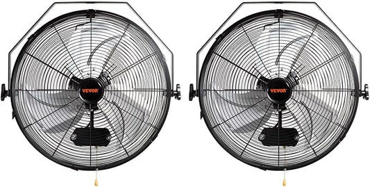 VEVOR 18 Inch Industrial Wall Mount Fan 2PCS, High Velocity 4000 CFM with 3-Speed Manual Control & 360° Tilt Adjustment, for Indoor Use, Warehouse, Workshop, Basement, and Commercial Spaces