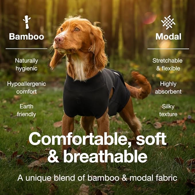 PupShield - Dog Surgery Recovery Suit Male and Female - All Dog Sizes - Easy to Use Anti Licking Design Breathable Comfortable - Spay & Neuter Recovery Suit - Surgical Onesie - Cone Alternative