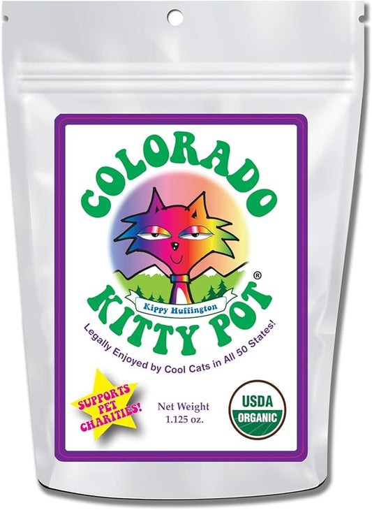 Colorado Kitty Pot Organic Catnip in Food Grade, 5.5 x 8" Gusseted Bag with Hang Hole, 1.125 oz