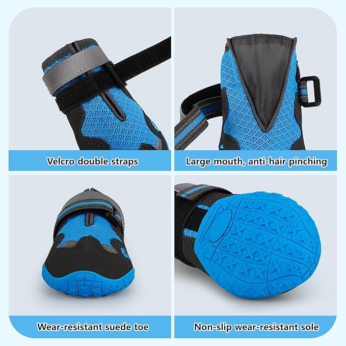 Dog Shoes for Large Medium Small Dog, Mesh Breathable Dog Shoes for Hot Pavement, Anti-Slip Dogs Boots Paw Protectors with Reflective for Outdoor Walking Indoor Hardfloors (Size 3)