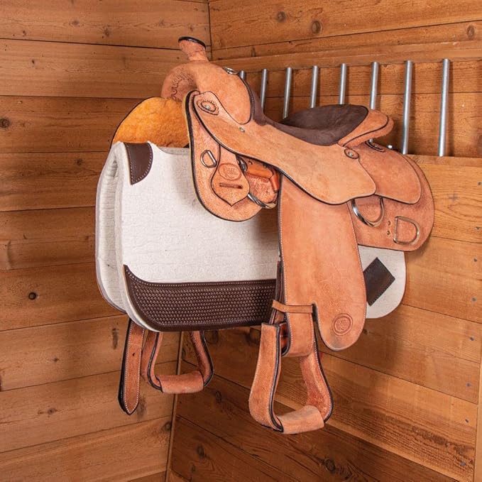 Saddle Rack with Pad Bar for Horse Enthusiast | Heavy-Duty Saddle Rack Wall Mount | Western & English Saddle Rack | Keeps Tack Organized
