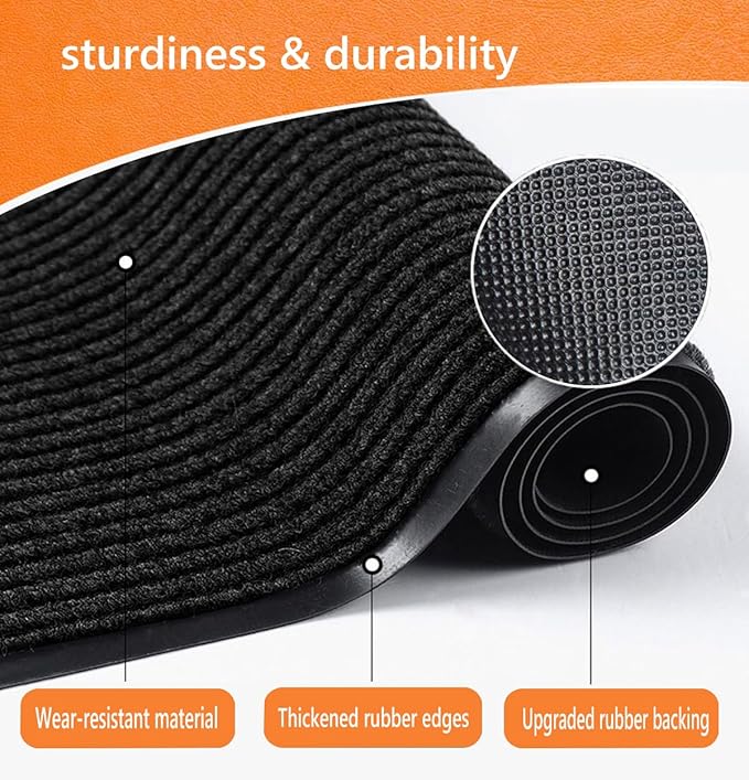 Door Floor Mat Commercial Grade Large Size 3' x 5'Heavy Duty Tough Entry Collection Slip Skid Entrance Mat with Rubber Backing Low Profile and Easy to Clean Indoor Outdoor Rug