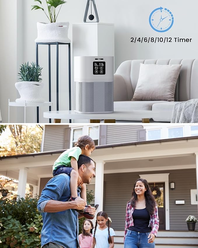 VEWIOR Air Purifiers for Home, Air Purifiers for Large Room up to 1200 Sq.ft, H13 True Air Filter with Fragrance Sponge 6 Timers Quiet Air Cleaner for Pet Dander Wildfire