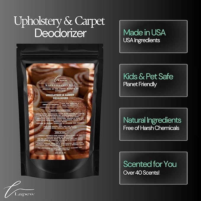 Warm Cinnamon Roll Carpet Freshener Powder 16 oz | Powerful Odor Eliminator for Home | Upholstery Deodorizer | Carpet Deodorizer | Pet Urine | Cat Litter Box