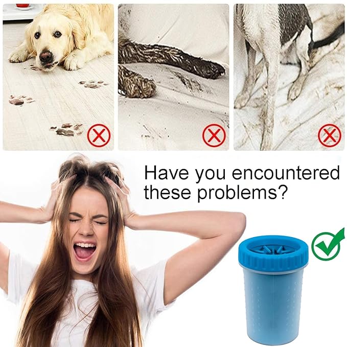 Portable Dog Paw Cleaner, Washer, Buddy Muddy Pet Foot Cleaner for Medium Breed Dogs and Cats, Blue