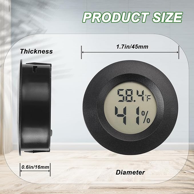 Mini Hygrometer Digital Thermometer Humidity Meter 6 Pack Hygrometer Thermometers Indoor/Outdoor Humidity Monitor Reptile Thermometer for Humidors Greenhouse Garden Cellar Fahrenheit(℉)/ Celsius(℃)