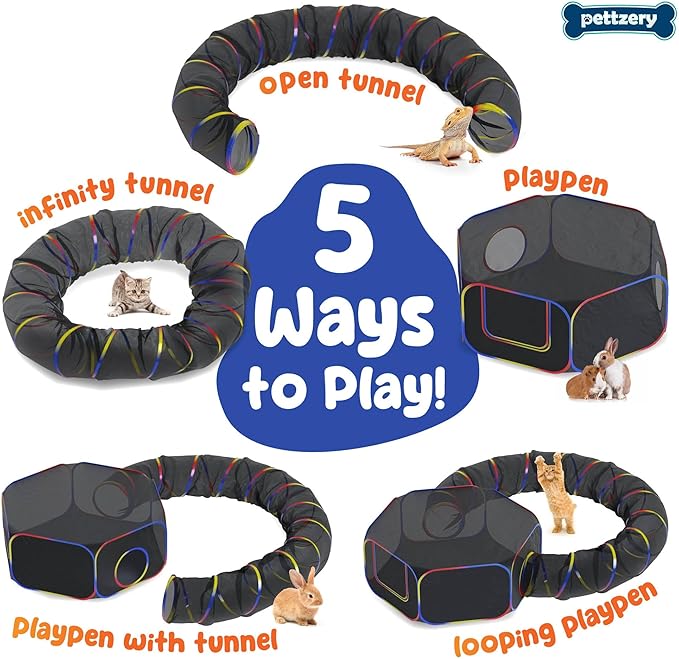 Outdoor Cat Enclosure - Portable Catio Playground for Cat Run, Kitty and Small Animals - Tent & Tunnels for Outside and Indoor Play