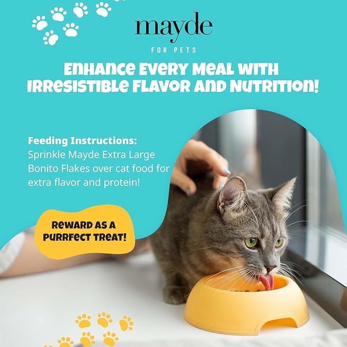 Mayde Bonito Flakes for Cats & Dogs, All-Natural High-Protein Treats, Extra Large 4oz Bag