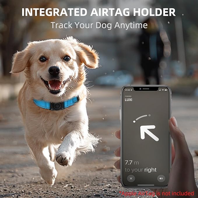 Airtag Dog Collar - 100% Waterproof Air tag Dog Collar Holder for Apple AirTag, Reflective, Soft Padded, Everlasting, GPS Dog Collar for Small Medium Large Dogs (Blue, XL)