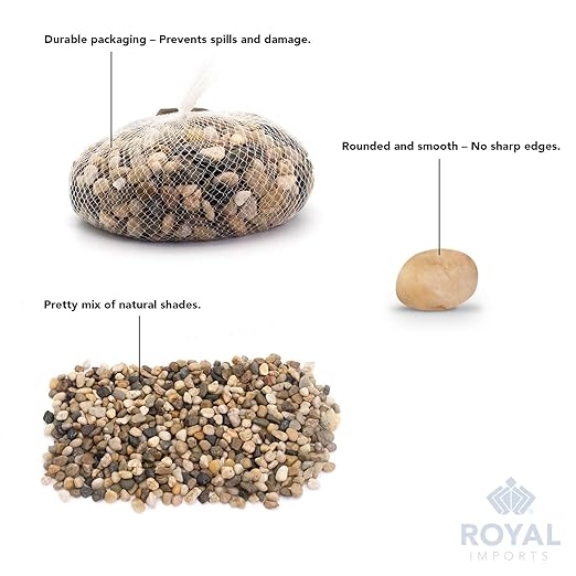 Royal Imports 30LBS River Rocks Decorative Ornamental Pebbles, Garden Landscaping Stones, Gravel Filler for Plants, Vases, Succulents, Home Decor, Aquariums, Crafting, Animal Habitat - Small Natural