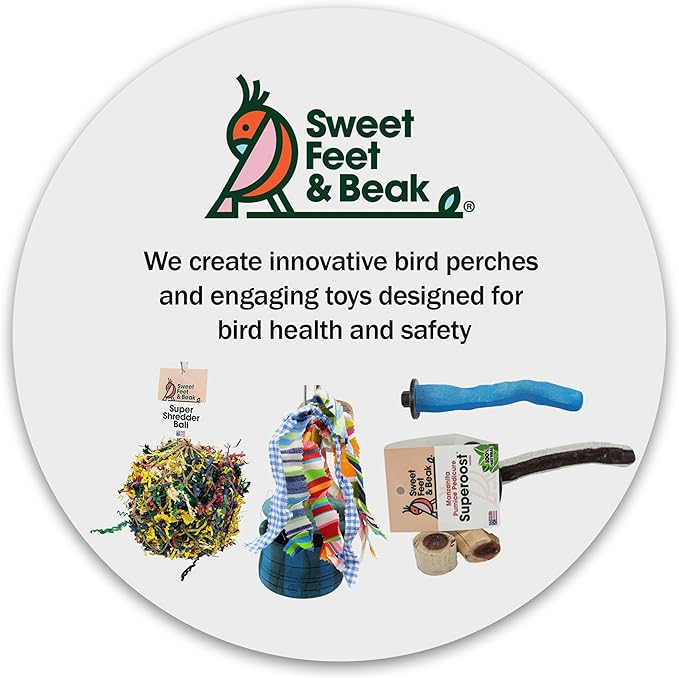 Sweet Feet & Beak Safety Pumice Bird Perch, X-Large 2-1/4" X 14", Blue - Lightweight Grinding Bird Perches for Cage - Bird Nail Trimming Perch for Healthy Beak & Feet - Multi-Size & Color Parrot Stand