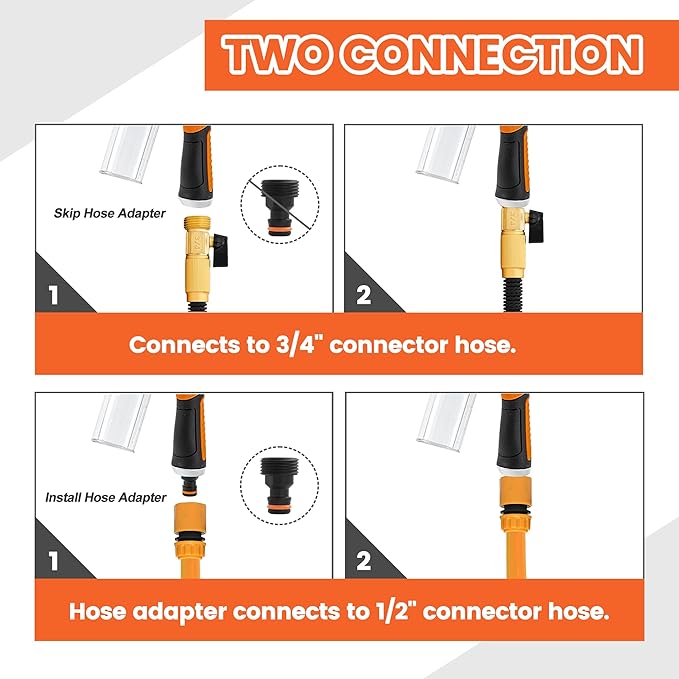 Dog Washing Hose Attachment, 10-in-1 Soap Sprayer Moden Garden Hose Nozzle with 100cc Soap Dispenser, Dog Wash Supplies with Dog Bath Brush & Pet Comb, Foam Gun Car Wash Sprayer (Orange)