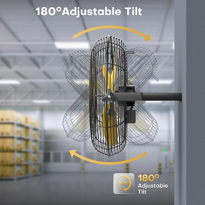 18 Inch Industrial Wall Fan with 2 Pack, 4800 CFM Metal Wall Mount Fans with Poweful Motor, 3 Speed, Fan Indoor for Covered Patio, Greenhouse, Gazebo, and Garage, UL Listed