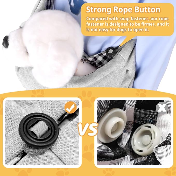 CUBY Dog and Cat Sling Carrier, Hands Free Reversible Pet Papoose Bag, Soft Pouch Adjustable, Suitable for Puppy Cats for Outdoor Travel (Grey, M-Adjustable Strap)