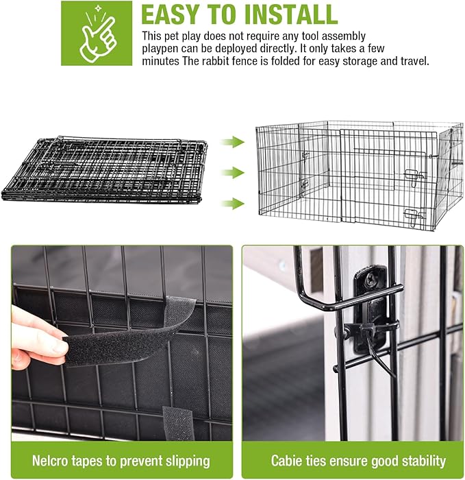 GUTINNEEN Rabbit Pet Playpen Bunny Run Extension Indoor Small Animal Pen (Playpen Only)