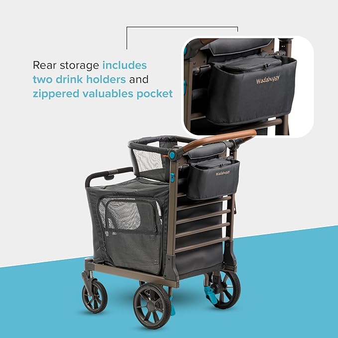 Pet XL Foldable Cart - Adjustable & Portable Pet Stroller with Caddy, Shopping Basket, Foam Filled Rubber Wheels & Storage - Carriage for Small & Medium Dogs, Cats Under 75 lbs